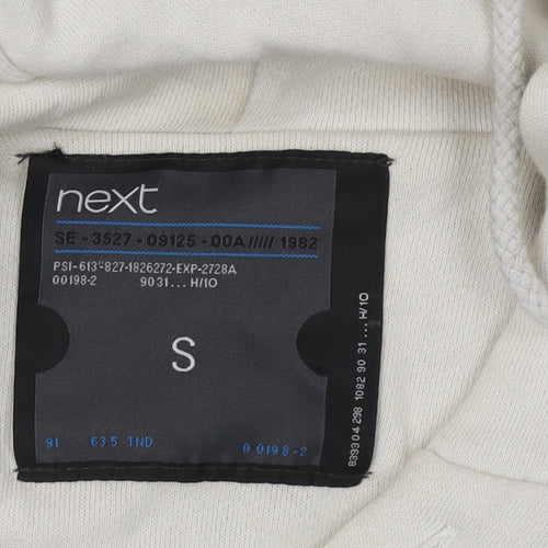 Next Men's Grey Cotton Pullover Hoodie, S, Button Accent