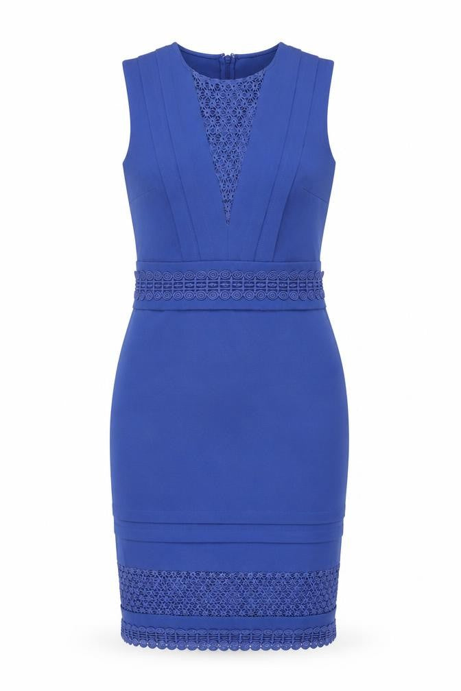 Front view of Warehouse Women's Blue Bodycon Dress, size 10