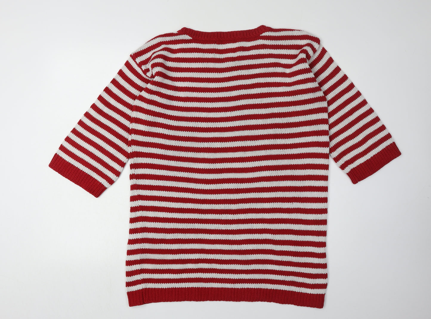 Lands' End Women's Red Striped Pullover Jumper M
