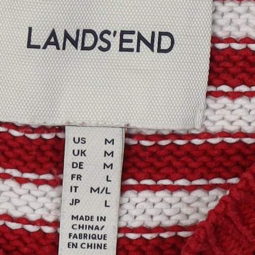 Lands' End Women's Red Striped Pullover Jumper M