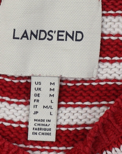 Lands' End Women's Red Striped Pullover Jumper M