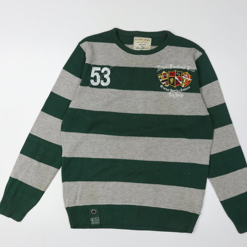 Key Largo Men's Green Striped Pullover Jumper M