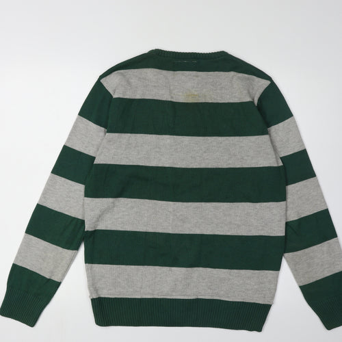 Key Largo Men's Green Striped Pullover Jumper M
