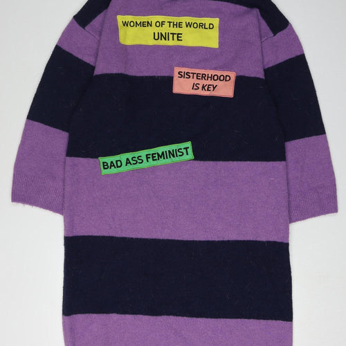 Monki Women's Purple Striped Jumper Dress S