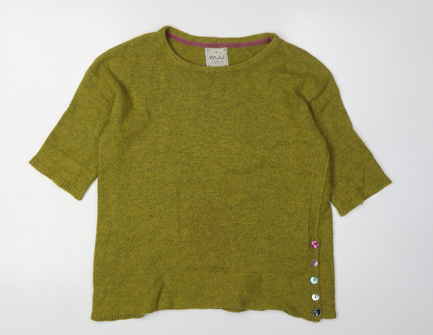 Mistral Women’s Green Crew Neck Button Jumper 10