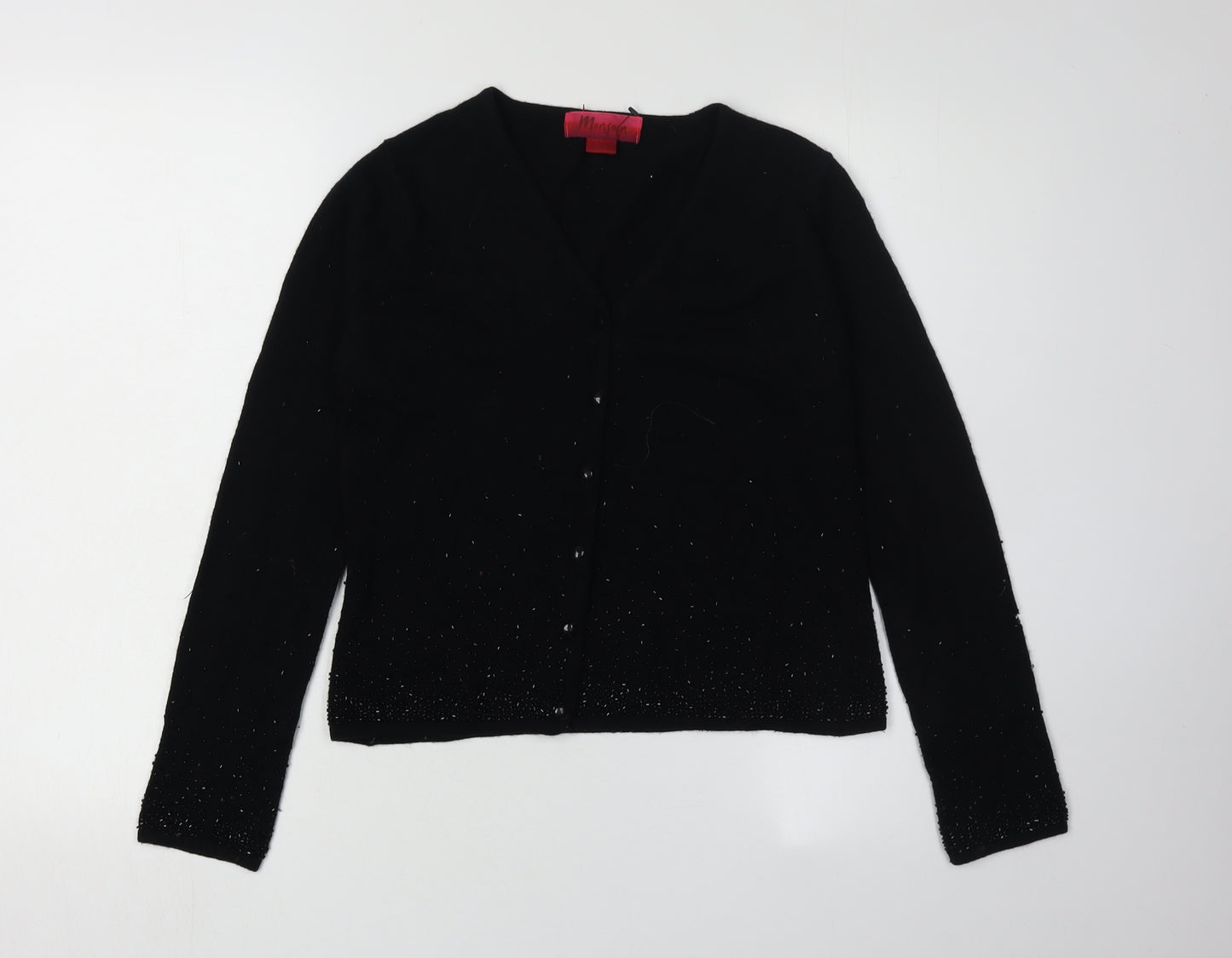 Monsoon Women's Black Cardigan V-Neck Wool Blend, Size S