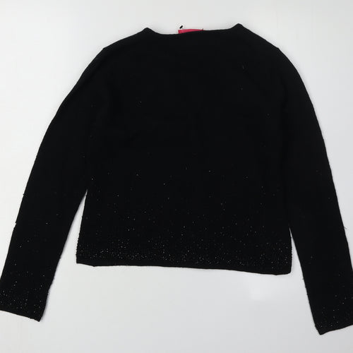 Monsoon Women's Black Cardigan V-Neck Wool Blend, Size S