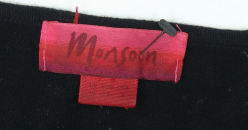 Monsoon Women's Black Cardigan V-Neck Wool Blend, Size S