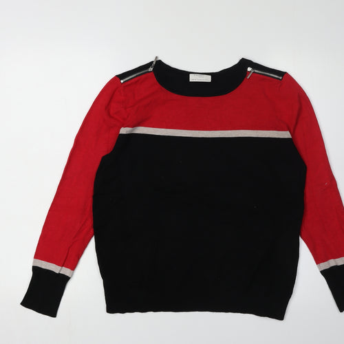 Wallis Women's Red & Black Pullover Jumper, Size 12