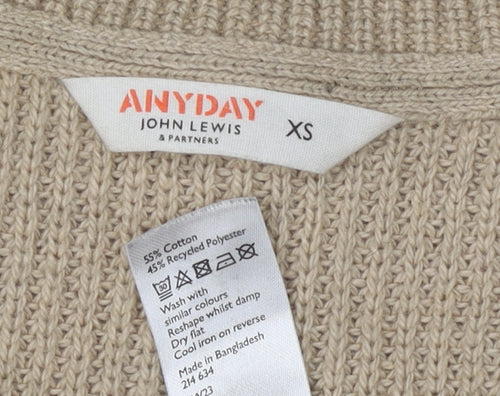 John Lewis & Partners Women's Beige Striped Pullover Jumper