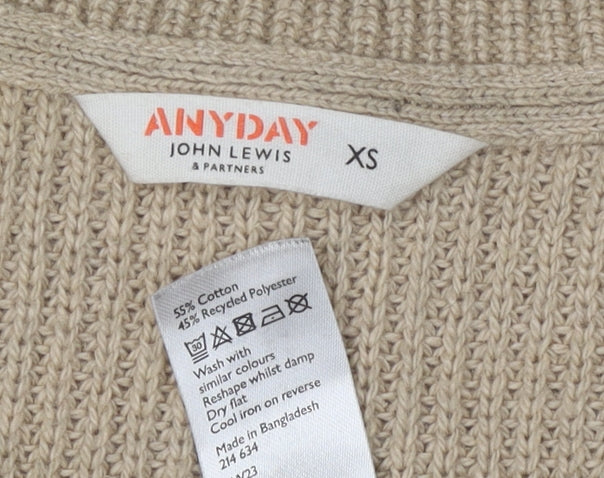 John Lewis & Partners Women's Beige Striped Pullover Jumper