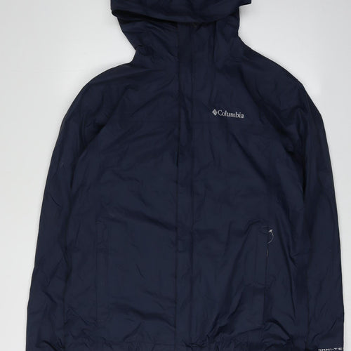 Columbia Men's Blue Hooded Rain Coat Jacket M