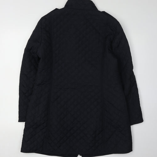 Hobbs Women's Black Quilted Coat UK 14 Full Zip Casual