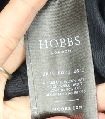 Hobbs Women's Black Quilted Coat UK 14 Full Zip Casual
