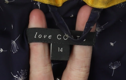 Love COATS Women's Blue Floral Rain Coat Size 14