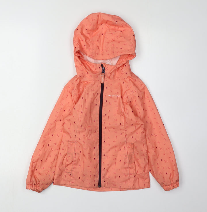 Decathlon Girls Orange Waterproof Rain Coat 5 Years