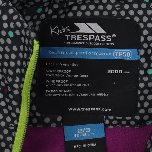 Trespass Girls Multicoloured Puffer Jacket 2-3 Years