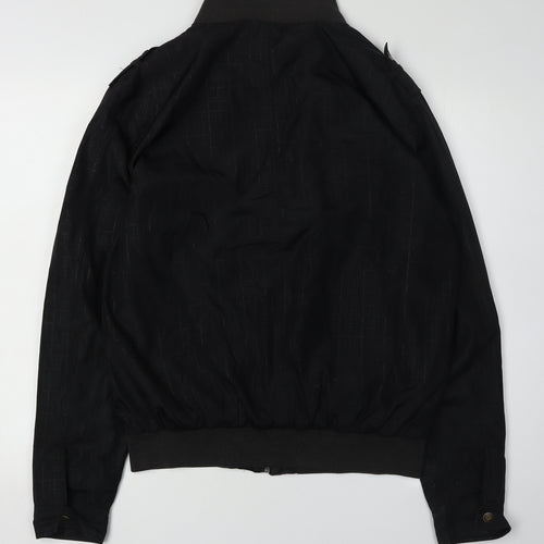 Smog Men's Black Bomber Jacket, Size L, Geometric Pattern