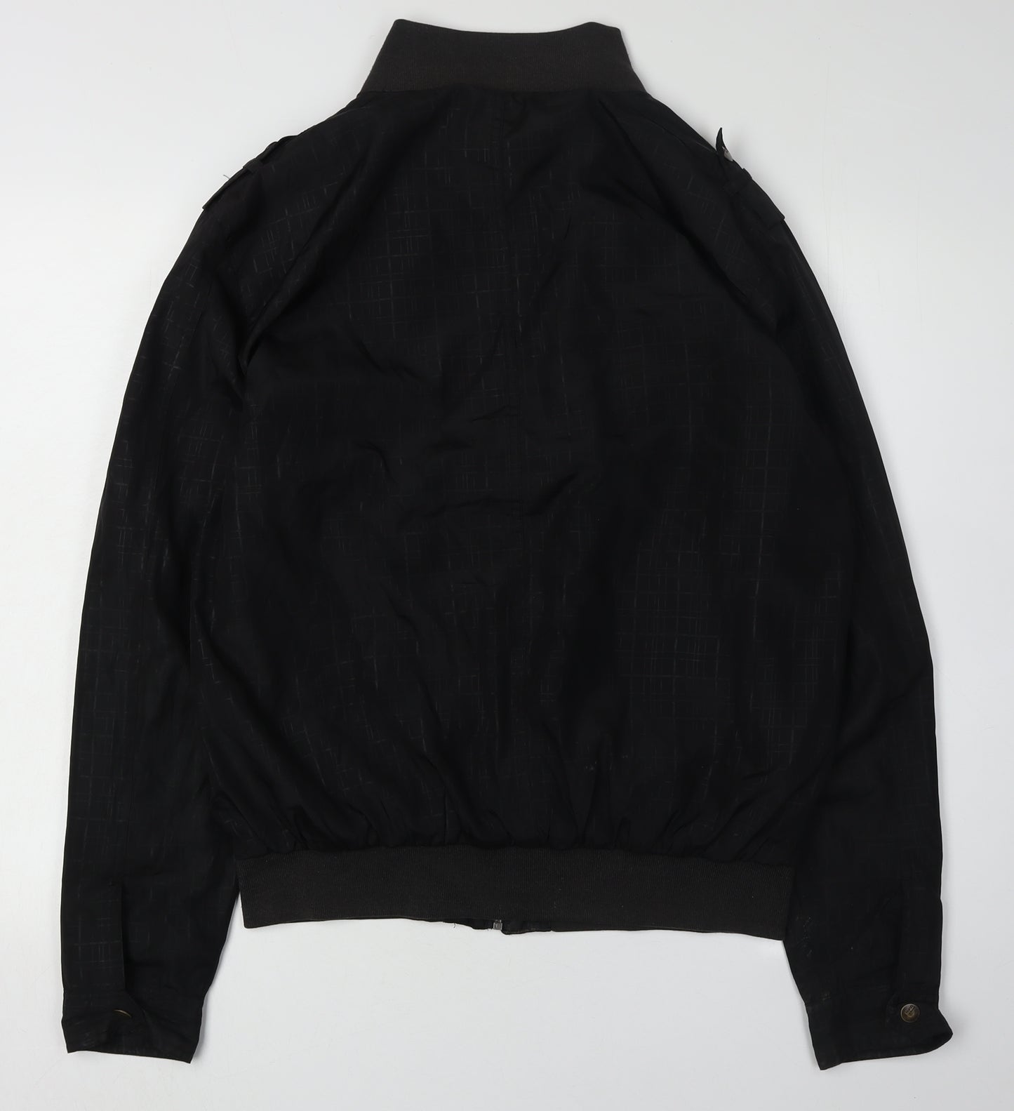 Smog Men's Black Bomber Jacket, Size L, Geometric Pattern