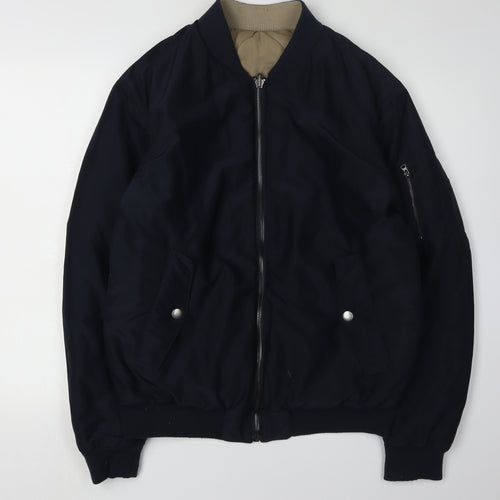 Zara Men's Black Bomber Jacket L - Stylish Casual Wear