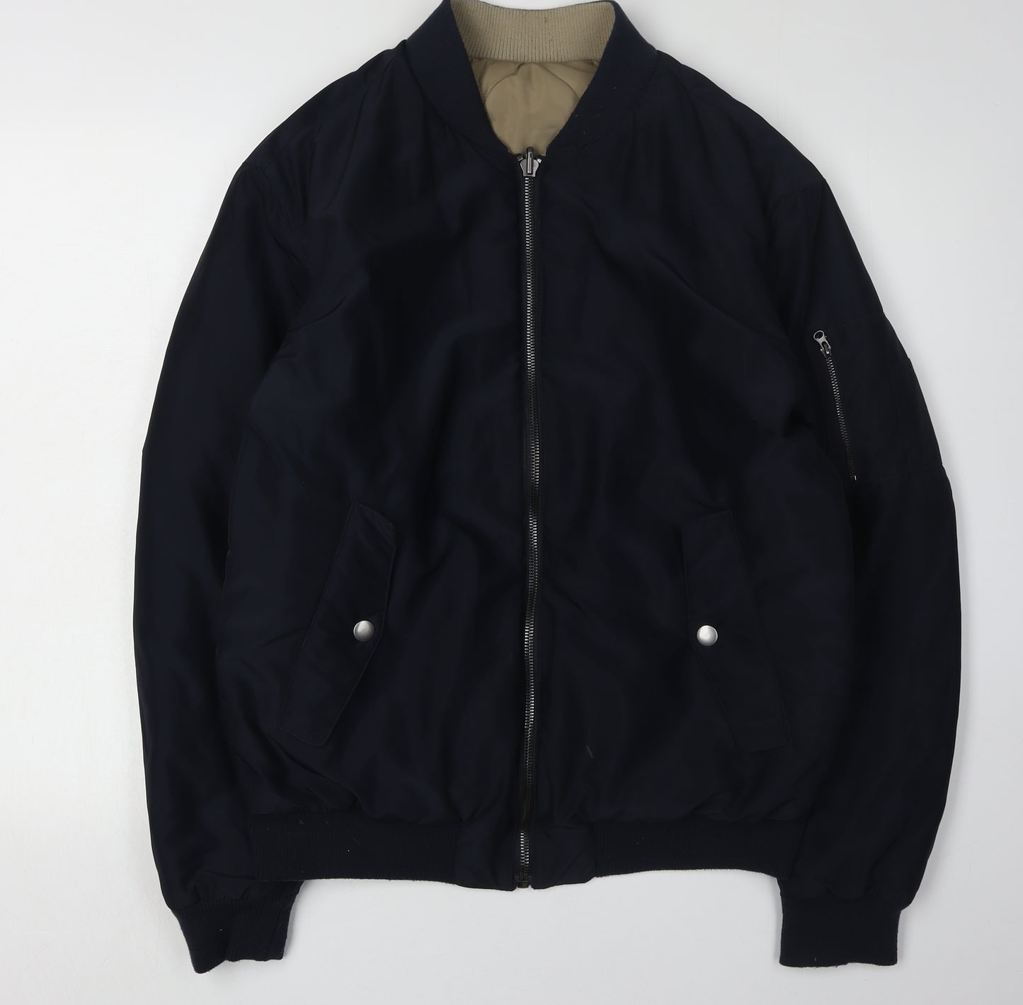 Zara Men's Black Bomber Jacket L - Stylish Casual Wear