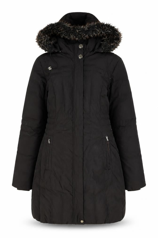 Front view of Anne Klein Women's Black Puffer Coat, size S, Winter Style