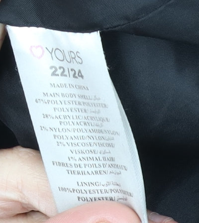 Yours Women’s Plus Black Long Coat with Zips 22/24