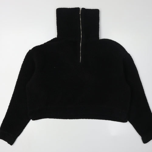 Topshop Women's Black 10 Fleece High Neck Sweatshirt