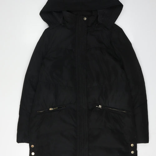 Tintoretto Women's Black Hooded Puffer Jacket Size 10