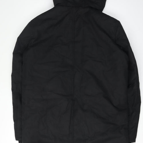 Zara Men's Black Parka Jacket S Hooded Casual