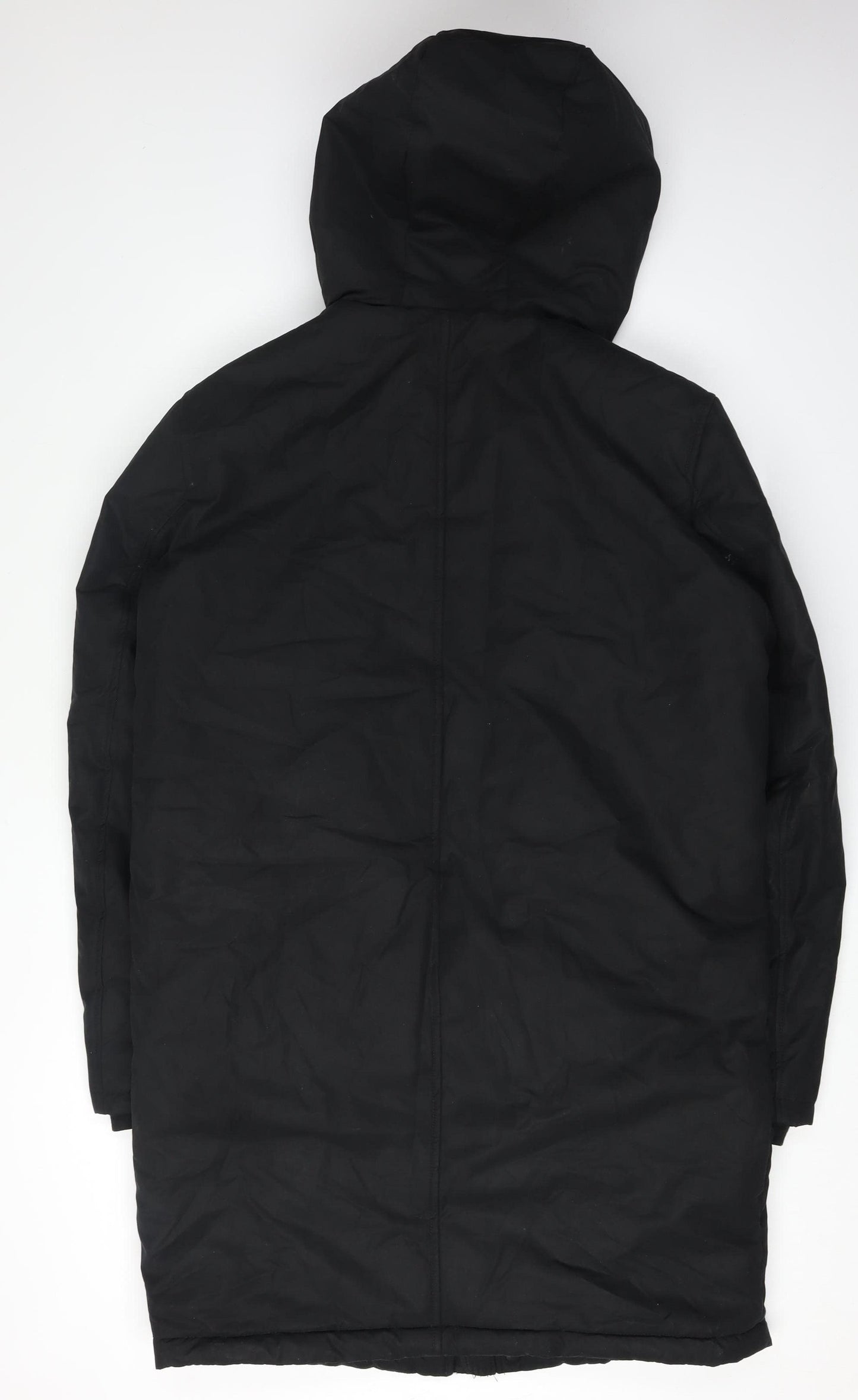 Zara Men's Black Parka Jacket S Hooded Casual
