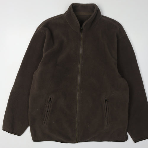 Racing Green Men's Brown Fleece Full Zip Jacket L