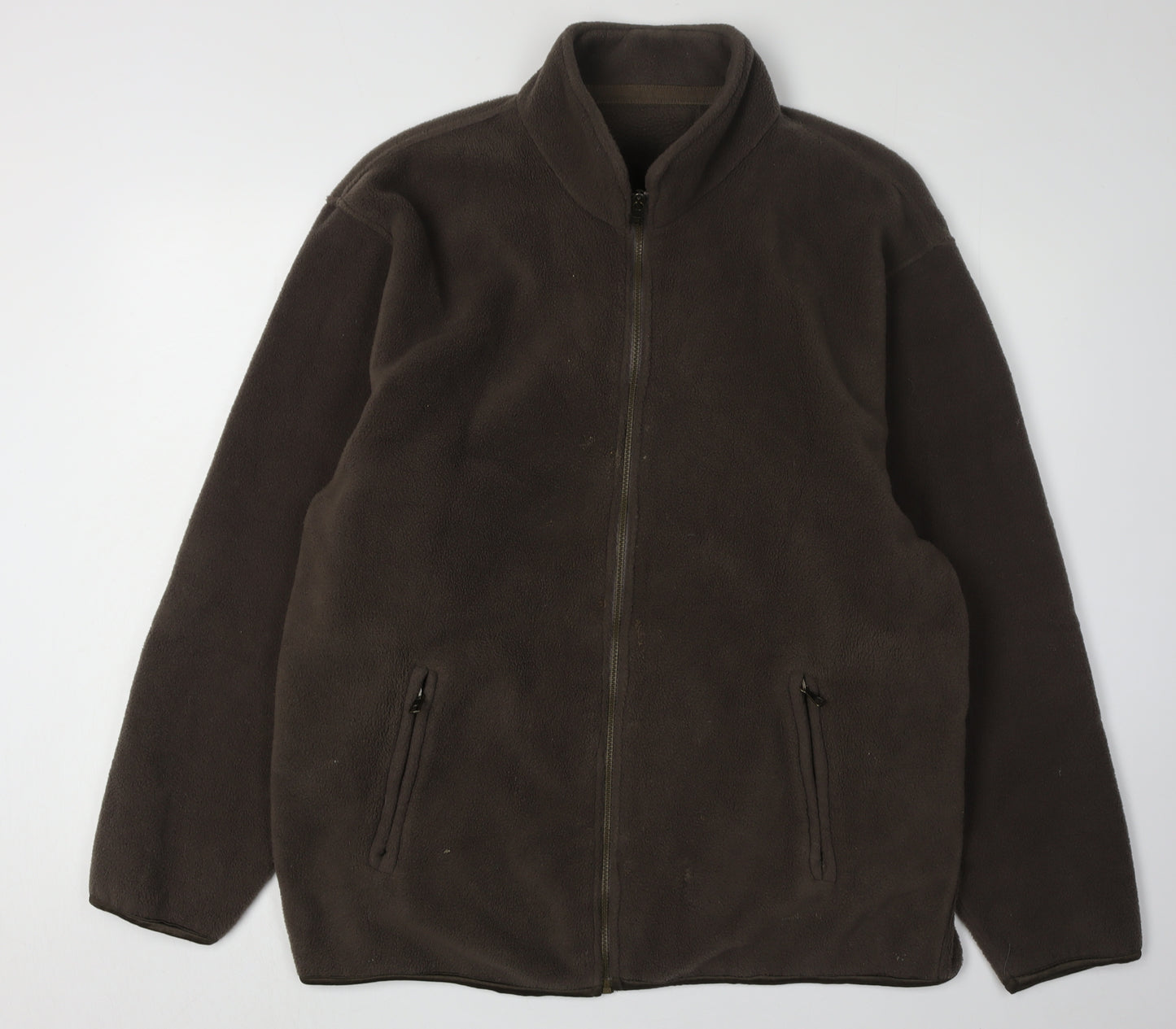 Racing Green Men's Brown Fleece Full Zip Jacket L