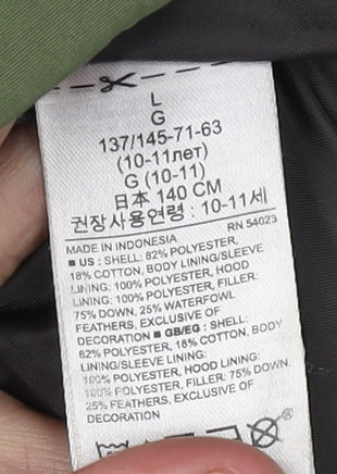GAP Kids Boys Green Parka Coat L - Warm Winter Essential