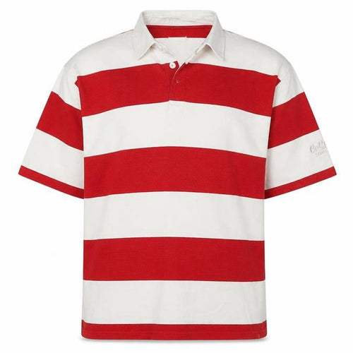Cotton Traders Men's XL Red Striped Polo Shirt