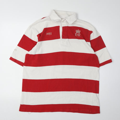 Cotton Traders Men's XL Red Striped Polo Shirt