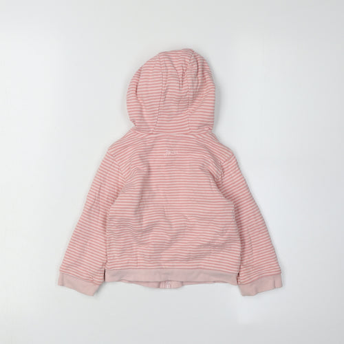 Joules Pink Striped Baby Jacket 12-18 Months Hooded Casual