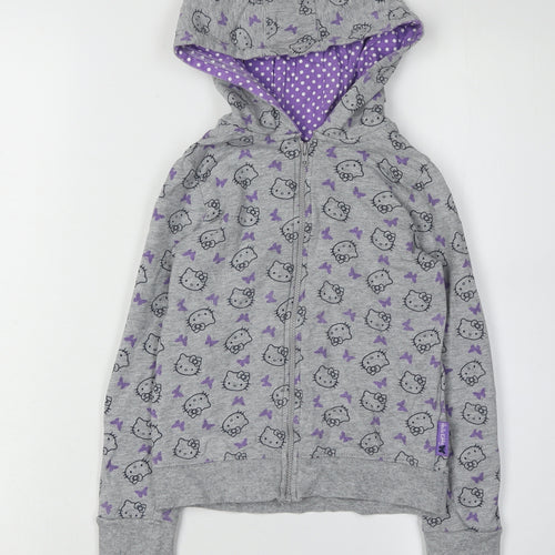 Hello Kitty Girls Grey Zip Hoodie 7 Yrs Cartoon Character