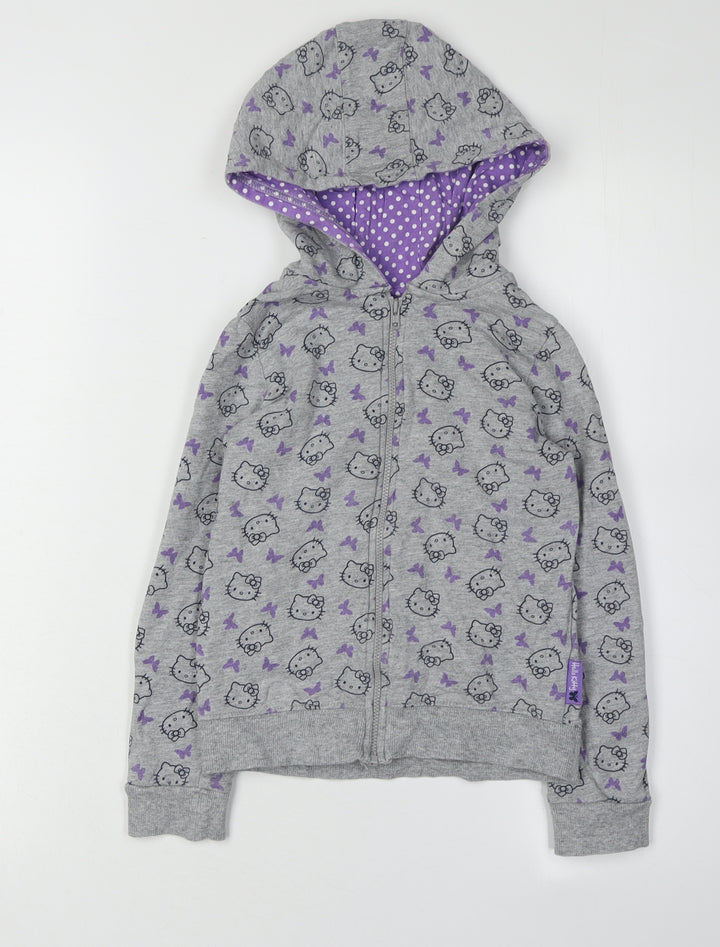 Hello Kitty Girls Grey Zip Hoodie 7 Yrs Cartoon Character