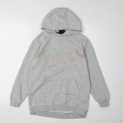 Pineapple Girls Grey Hoodie Pullover 9-10 Years Embroidered