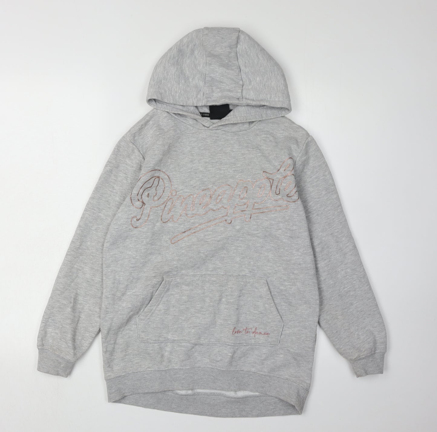 Pineapple Girls Grey Hoodie Pullover 9-10 Years Embroidered