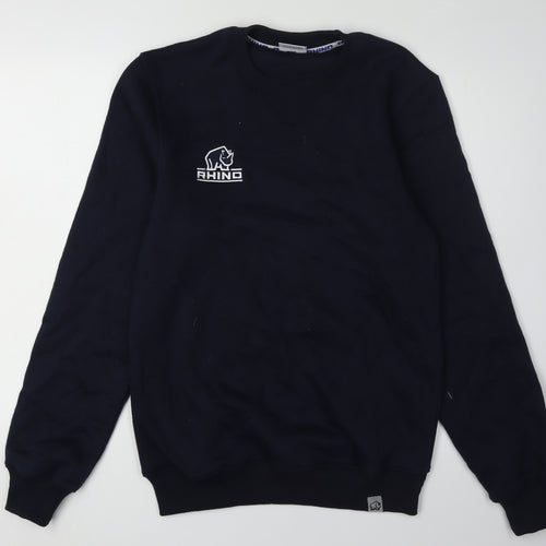 Rhino Men's Black Pullover Sweatshirt M, Stylish Logo Print