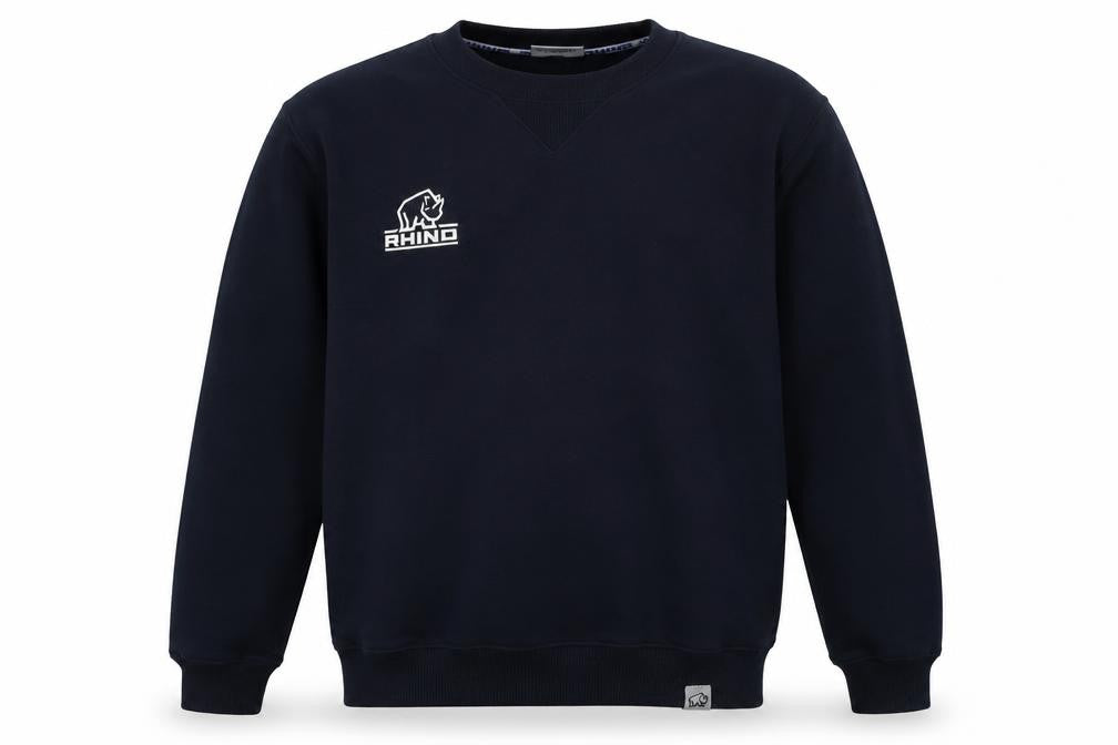 Front view of Rhino Men's Black Pullover Sweatshirt M, Stylish Logo Print