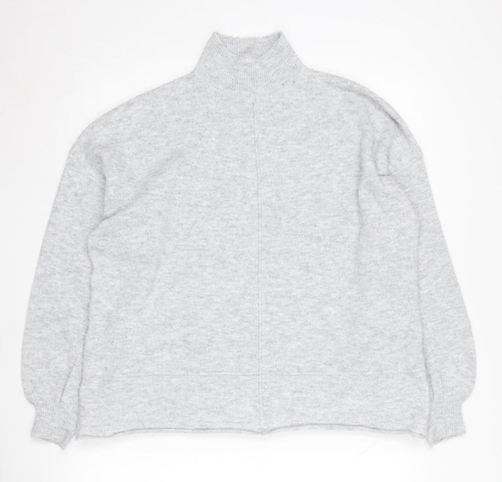 Miss Selfridge Women's Grey High Neck Jumper Size 10