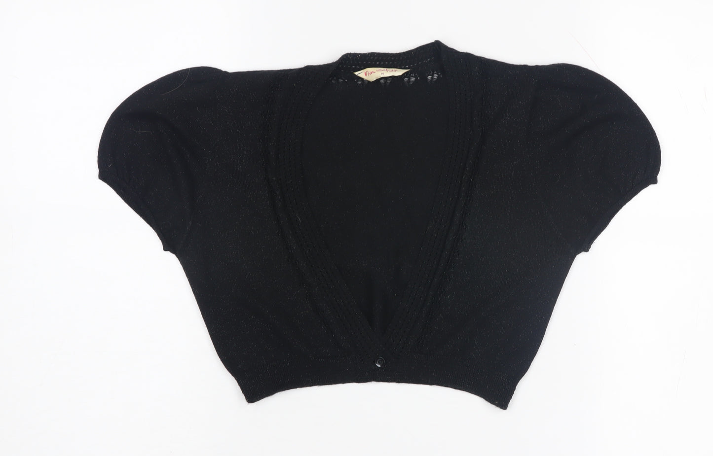 Miss Selfridge Women's Black V-Neck Shrug Size 10