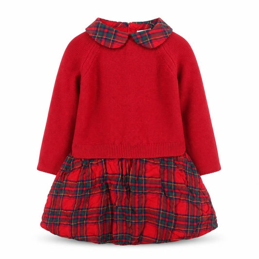 Front view of Next girls’ red tartan jumper dress, 1.5-2 years, long sleeve