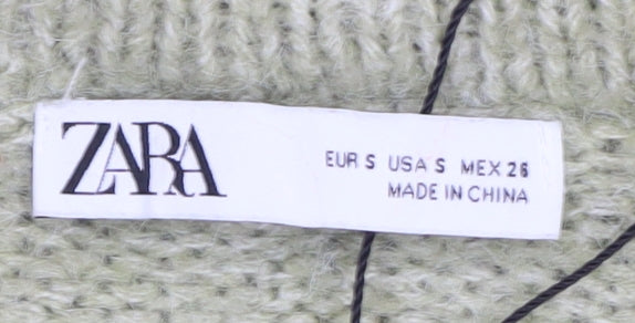 Zara Women's Green Pullover Jumper, Size S, Long Sleeve