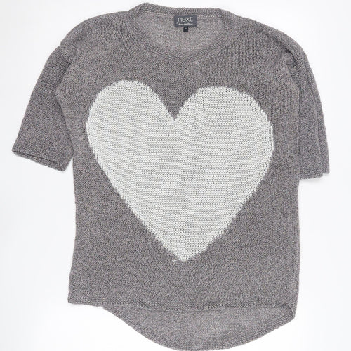 Next Women’s Grey Heart Pullover Jumper Size 10