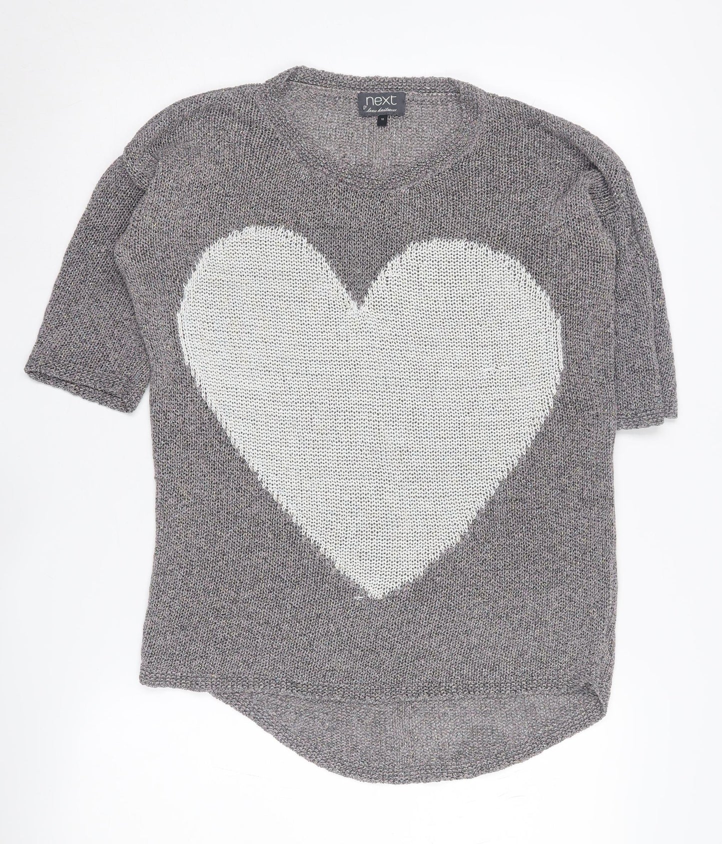Next Women’s Grey Heart Pullover Jumper Size 10