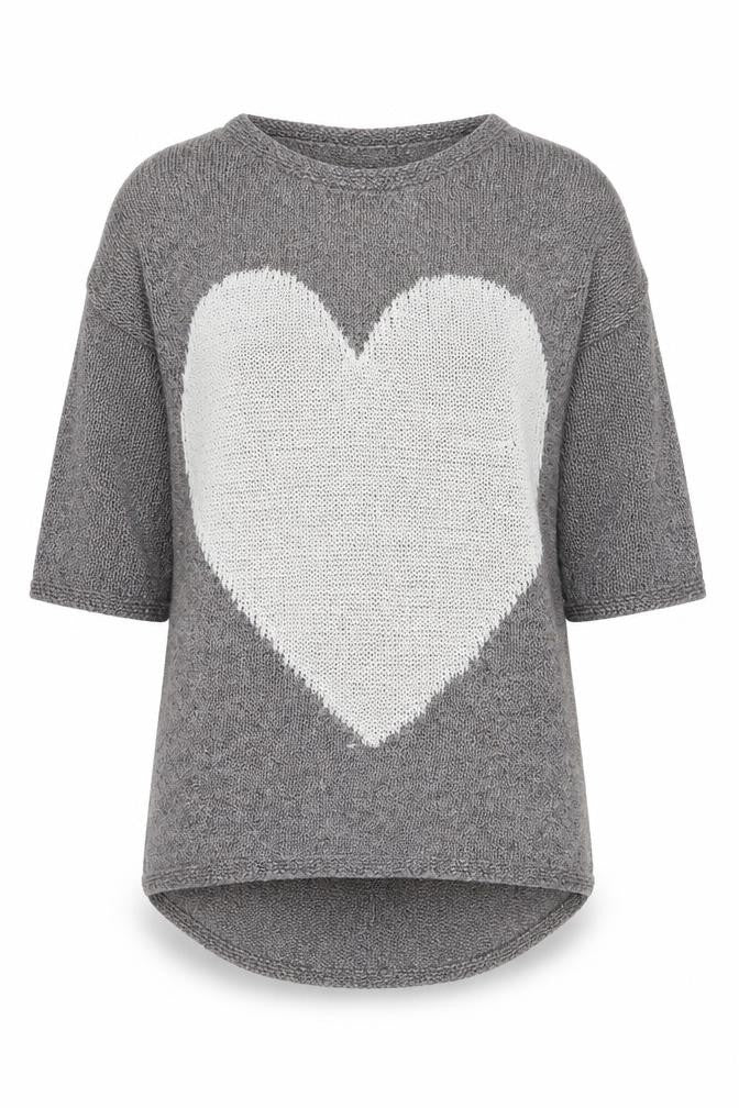 Front view of Next Women’s Grey Heart jumper, size UK 10